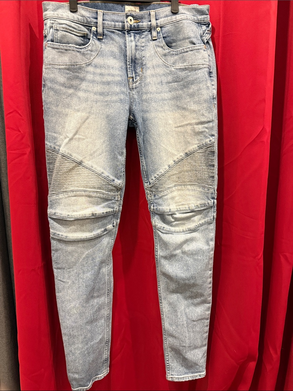 Hudson Jeans Men's Light Blue Slim Straight Moto Jeans